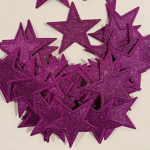 Iron on Patches, Applique Patches, Embroidery Patches, Star Patches, Glittering Iron Patches, Purple Star Patches