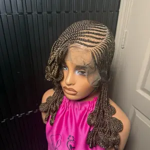 Full lace fulani and base braided wig Comb Adjustable braid wig for black women