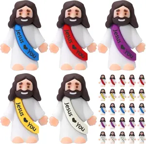 120pcs Little Jesus Figures, Mini Jesus Figurines in Bulk, Multicolor Tiny Jesus Figures, Miniature Figurines to Hide and Seek Religious Gifts for Easter Egg Stuffers