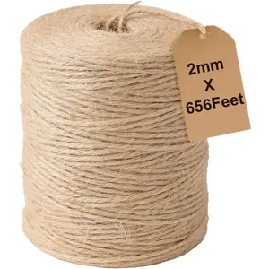656   Jute Twine String 2mm Twine String  Garden Twines for Climbing   Ties Brown  Rope for Crafting DIY  Wrapping Crochet Knitting DIY  Decor (656Feet/Roll)