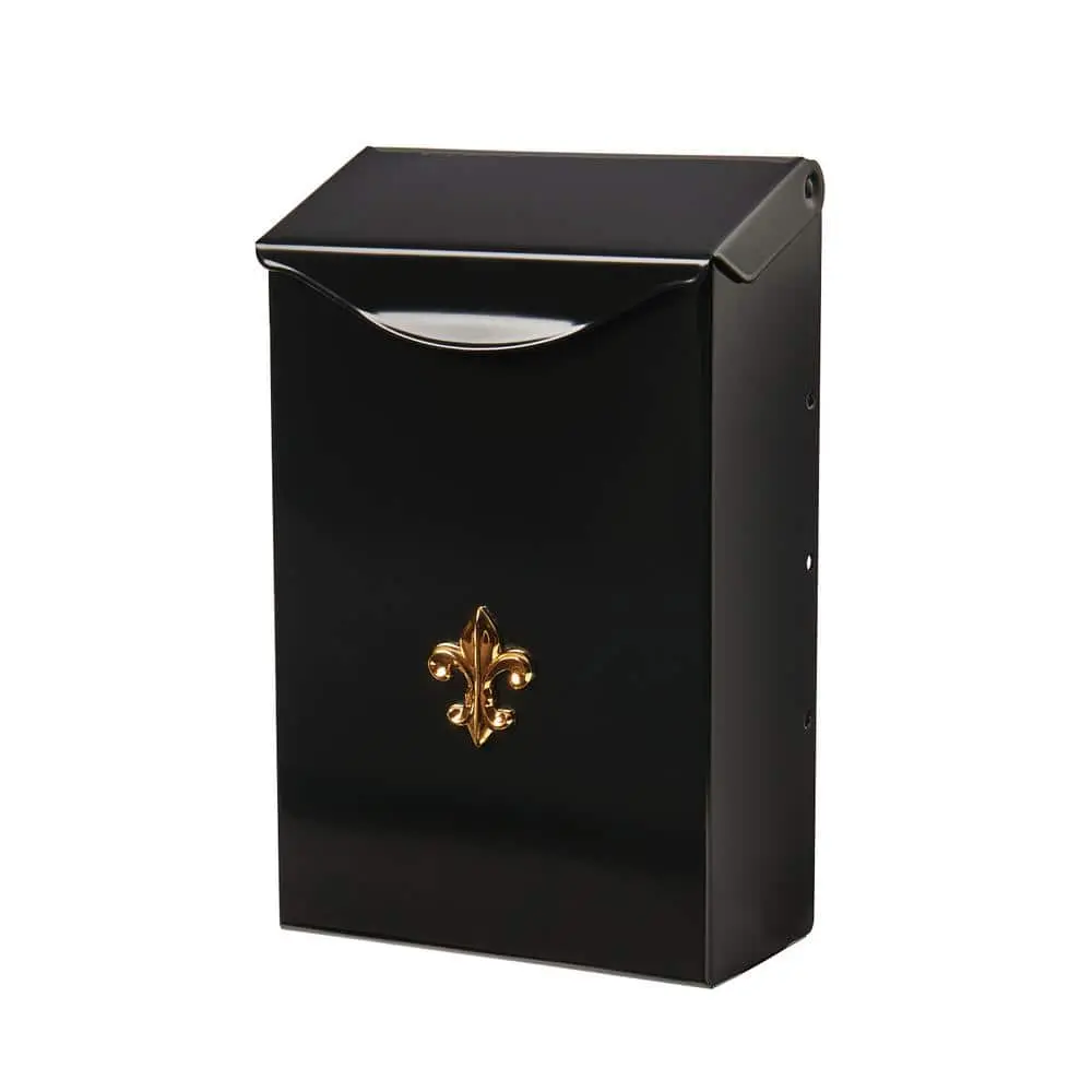 Small Classic Black Vertical Wall-Mount Stainless Steel Mailbox - Durable, Corrosion-Resistant Home Organizer with Storage Racks, Metal Basket for Home Use