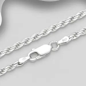 Sterling Silver Rope Chain with Clasp and Pendant