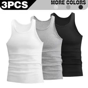Men's solid color elastic vest, summer casual, breathable, fashionable, versatile, slim fit, sports and fitness base vest