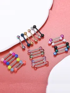 Punk Style Stainless Steel Nipple Ring & Tongue Ring, 24pcs Fashion Piercing Jewelry for Women & Men for Party, Daily Clothing Decor, Trendy All-match & Exquisite Jewelry for Birthday Gift