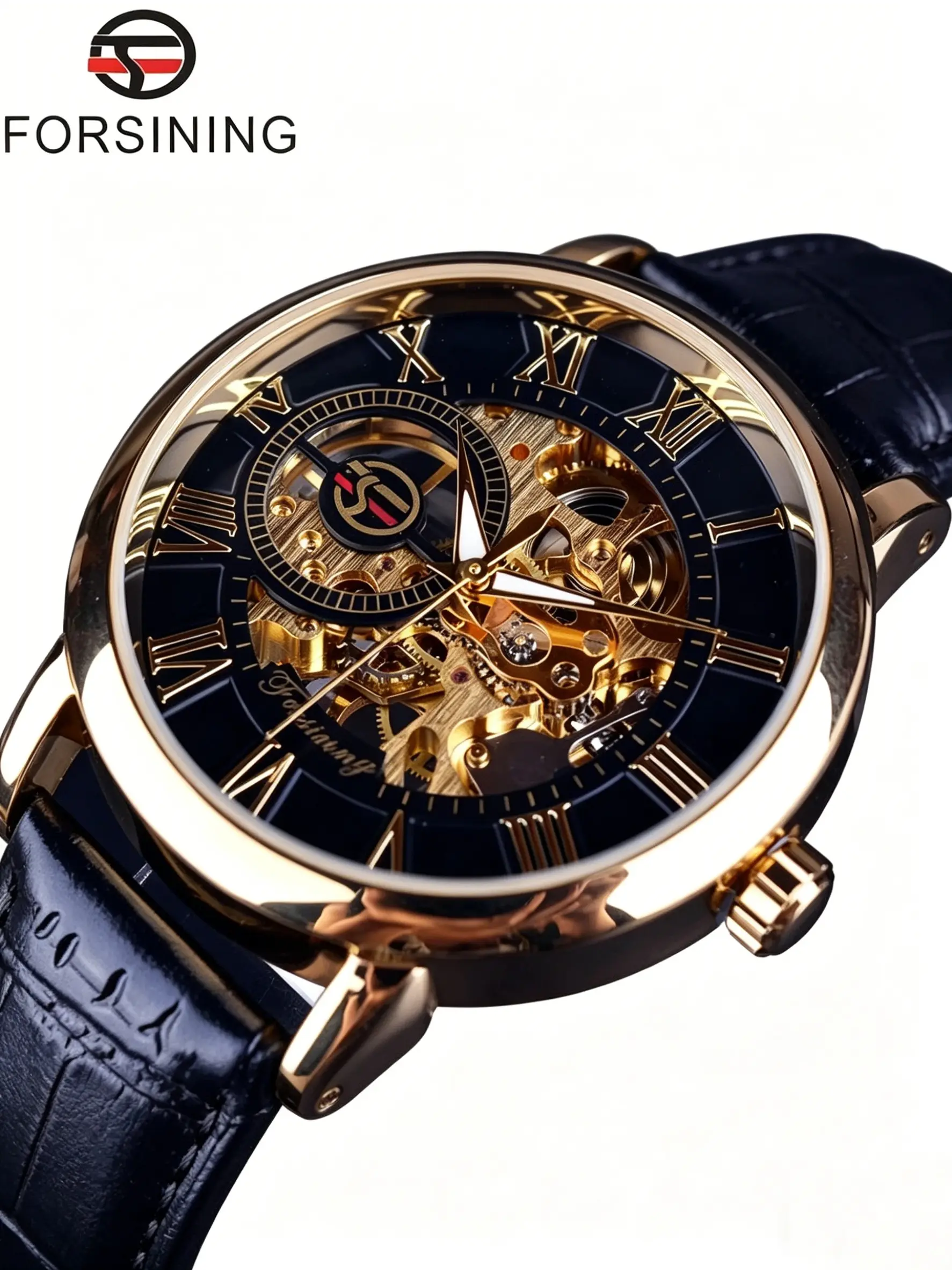 New Retro Men's Open Heart Mechanical Watch, Waterproof Leather Strap, Roman Numerals, Casual Style, All Seasons, Trendy Luxury Accessory