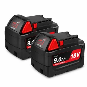 Replacement for Milwaukee 18V Battery M18 9.0Ah, High-Capacity 9000mAh Lithium-Ion Battery Pack Compatible with 48-11-1850 48-11-1860 Cordless Power Tools, LED Indicator