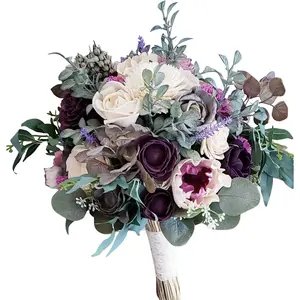 Purple, Violet, and Plum Wooden Spring Flower Bouquet,  wooden wedding bouquet,  wedding flowers