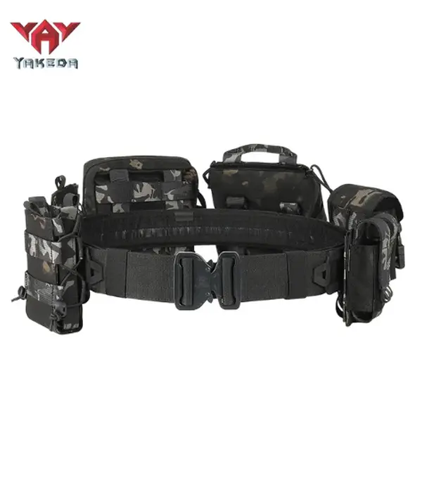 Yakeda Outdoor Law Enforcement Tactical Hunting Safety Belt with 8-in-1 Storage Bag, Black