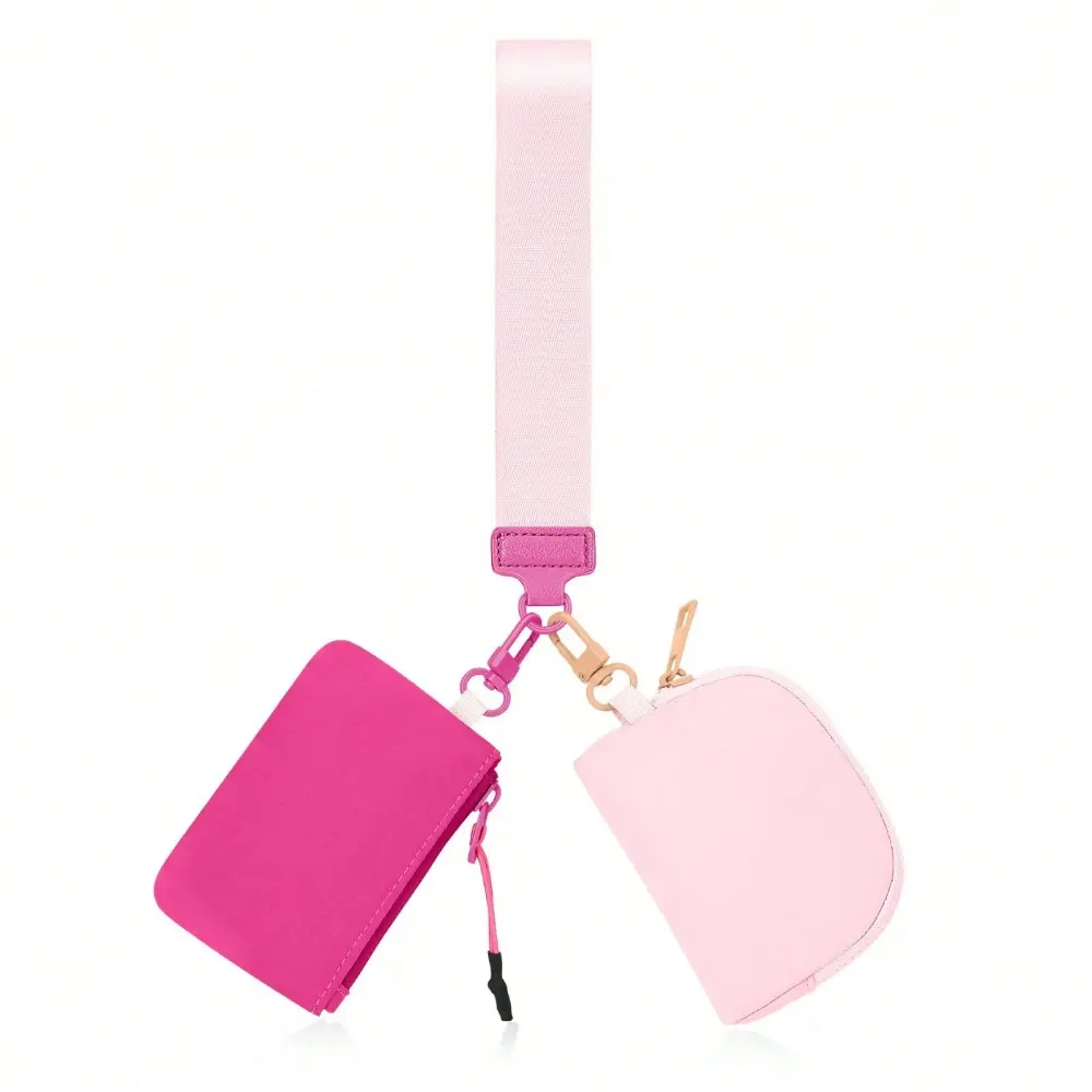 2026 New Korean-Style Women’s Casual Durable 2-in-1 Detachable Girly Keychain - Mini Wristlet Coin Purse Pocket-Sized Storage Bag, Key Chain Holder for Back-to-School, Travel, Holiday Gifting