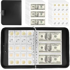 Collection Book with Lock, 400 Pockets Fireproof  Collection Book & 36  Organizer Binder for   Collection Supplies,Pennies,Bill,Tokens,Badges