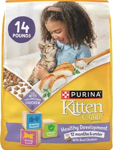 Purina Kitten Chow Kitten Food Healthy Development with Real Chicken Dry Kitten Food - 14 lb. Bag