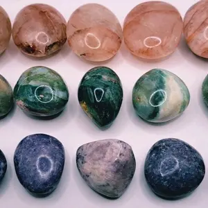 Lepidolite, Ocean Jasper, & Fire Quartz Natural Crystal Palm Stones