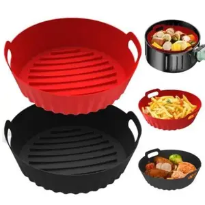 Silicone Air Fryer Liner, 2 Counts Square Air Fryer Silicone Pot, Oven Heat Resistant Liner, Reusable Baking Tray Mat for Kitchen Accessories