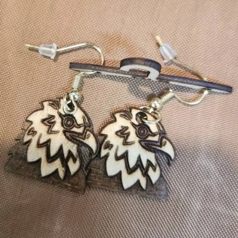 Laser Engraved Eagle Earrings