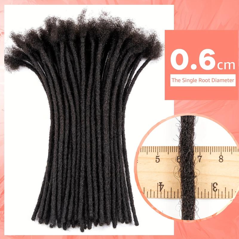 CCLG 0.6cm Width Quick-Install Handmade basic style Dreadlocks 100% natural Human Hair Dyeable Bleachable 4-12in add  length for Man Women Kids Braided Hair Extensions Glueless Reusable Bleach Dye Safe Afro-Kinky Texture