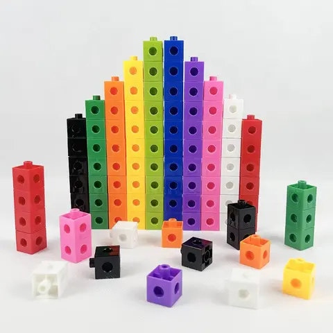 50/100/150pcs Abs Colorful Building Blocks, Logic & Fine Motor Skills Toy, Montessori Math Educational Toys, Early Learning Cubes, Room Decor