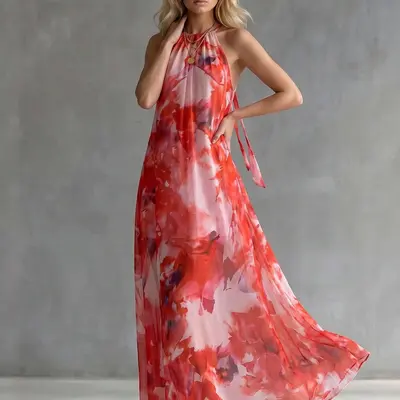 halterneck a-line maxi dress cos COS Gathered Halterneck Maxi Dress