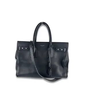 Pre-owned Yves Saint Laurent Grained Leather Shoulder Bags YSL Large Souple Sac De Jour