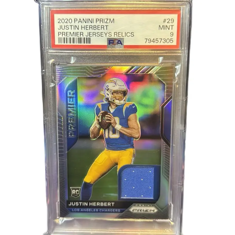 Panini 2020 Prism Justin Herbert Premier Jerseys Relics PSA 9 Mint #29 Los Angeles Chargers Collectible Card