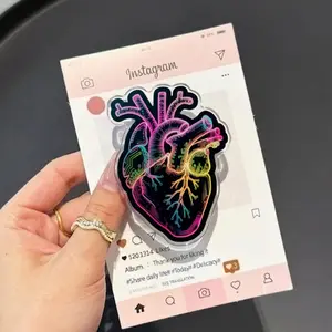 Neon Anatomical Heart Phone Grip, Cyberpunk Medical Art Griptok, Rainbow Heart Anatomy Phone Stand, Futuristic Biotech Accessory, Sci-Fi Aesthetic Heart Gift