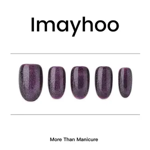 Imayhoo Handmade Acrylic Short Square Cat's Eye Press On Nails for Nail Art and Care - Nail Care OMDXX101（10pcs）