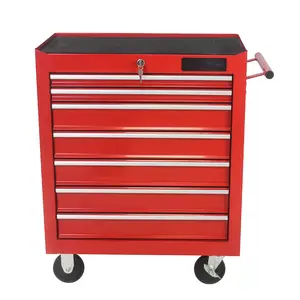 7-drawer multifunctional wheeled tool cart with swivel wheels for flexible turning and worry free layered storage of tools. Parts are classified and placed for easy retrieval at a glance Durable Metal Box