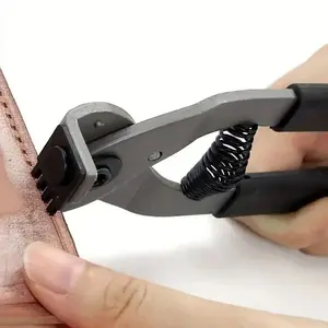 Leather Punch Tool Silent Pliers, 6.7in Handheld Leather Hole Punch Tool with 0.15in Head, DIY Leather Art Craft Hole Punch Stitching Hand Pliers for Belts Straps Saddles Shoes (4mm-4 Teeth)