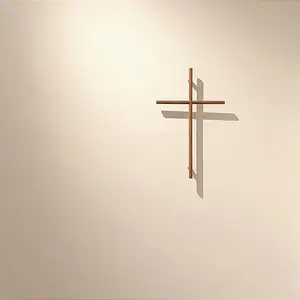 Religious Natural Black Walnut Cross Wall Solid Wood Hanging Ornament, Minimalist Home & Living Room Decoration