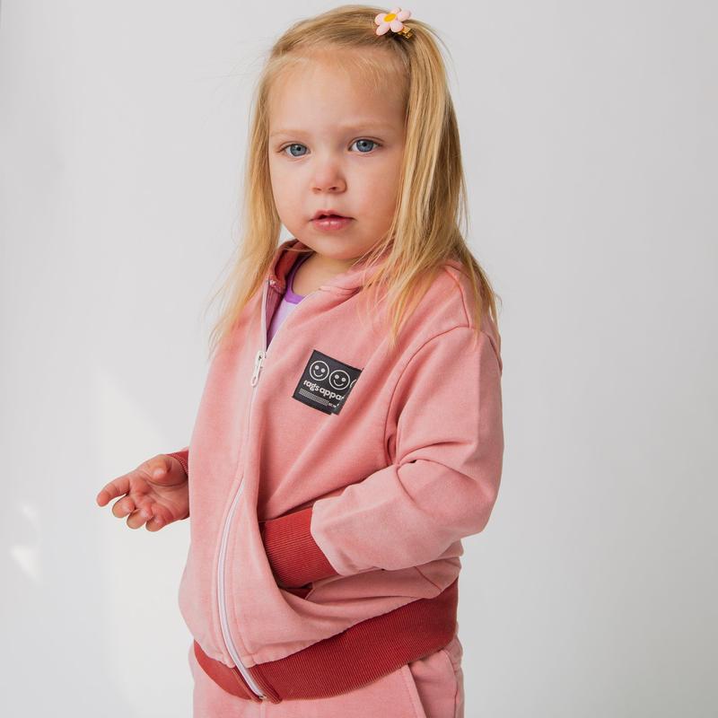 Kids Zip Up Hoodie - Washed Pink Denim