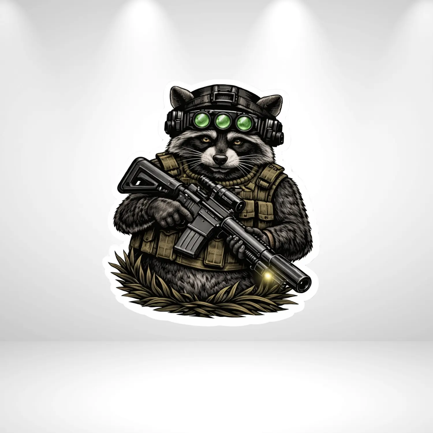 Tactical Raccoon Sticker, Hunting Wildlife Decal