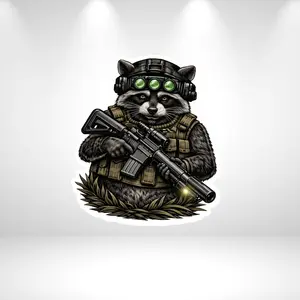 Tactical Raccoon Sticker, Hunting Wildlife Decal