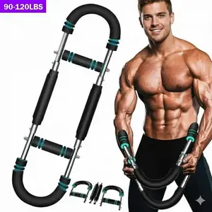 Arm Trainer , 90-120lbs Adjustable Chest Exercise Equipment, Men's Arm Strength Trainer, Portable Spring Resistance Power Twister Bar, for Home Workout Equipment Hand Grip Strengthener non-slip grip gym stuff