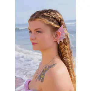 Mermaid Ear Cuffs: Crystal Fin,Fantasy Jewelry (Set of 2), No Piercing