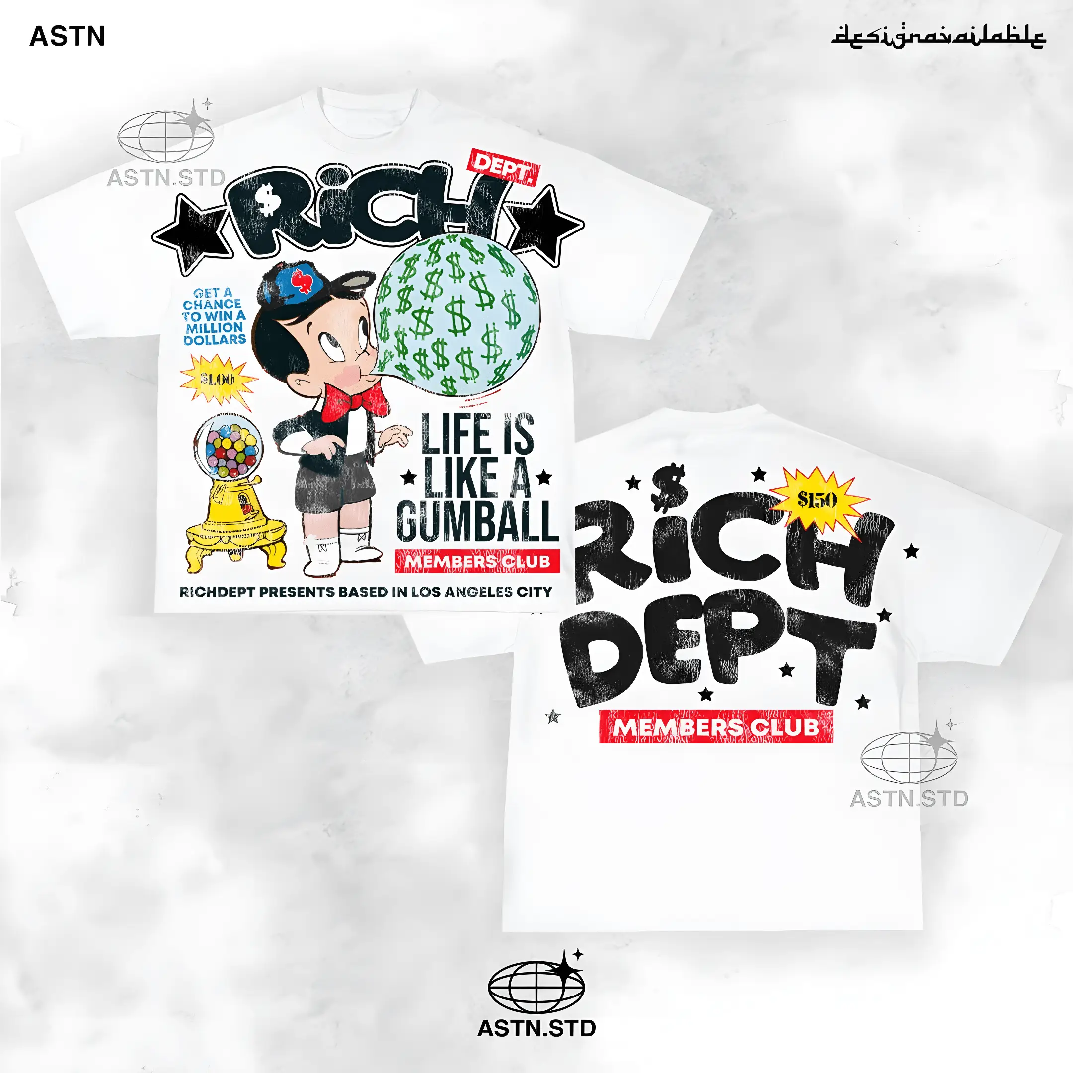 Y2K Graphic "Rich Dept" Personalize Printed Tshirt Casual Cotton Menswear T-Shirt