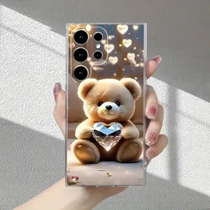Phone Case: Cute Diamond Bear Pattern Transparent Phone Case, New Design,  -Selling Phone Cover, Suitable for Samsung Galaxy S24 S23 S22 S21 S20 A52 A52S A53 A54 A55 A34 A33 A32 A25 A24 A23 A14 A13 A05S A05 Ultra Plus FE 5G 4G Series, Can Be Given