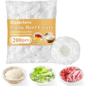 200pcs Bowl Covers Bread Proofing Plastic Wrap for Food Sourdough Bread Baking Rising Elastic Reable Plate Covers Outdoor Food Fresh Keeping Bags Shower Cap Hair Deep Conditioning