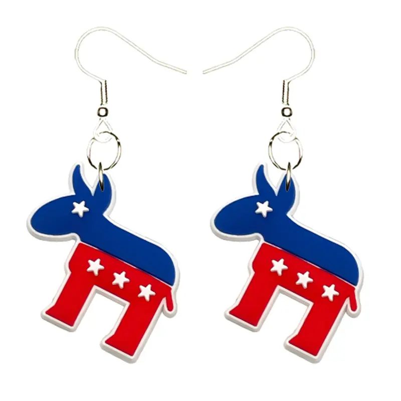 Democrat Donkey Earrings Hypoallergenic Silver Plated Fishhooks Yazzle Dazzle