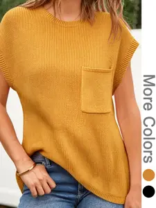 Women's Summer Knit Tank Top, Round Neck Sleeveless, Breathable and Comfortable, Casual Daily Wear, Perfect for Beach and Picnics