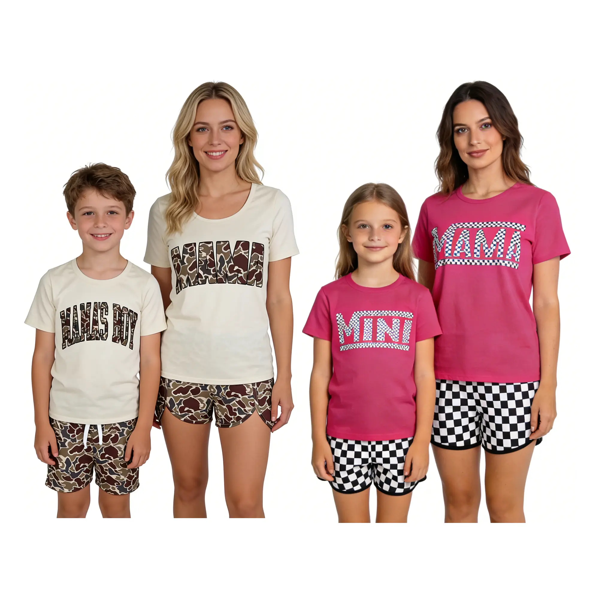 Mama and Boy Matching Clothes – Family Summer Shorts Set | Camo Mother's Day Outfits for Coordinating Family Photos