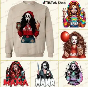 [Custom Drink] Halloween Spooky Mama Sweatshirt, Cool Mama Halloween Sweatshirt, Mama Halloween Gift, Gifts For Mom
