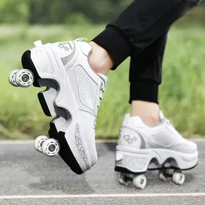 4 Retractable Wheels Roller Skate Shoes - Multi-functional 2-in-1 Sneakers & Roller Skates for Women and Men - Outdoor Sports Christmas/Birthday Gift