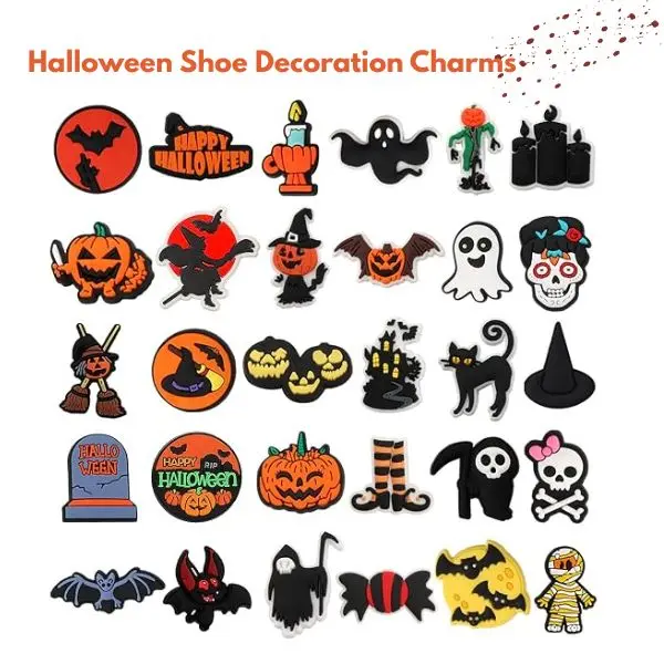 30 Pcs Halloween Horror Shoe Charms Set for Croc Clogs, PVC Shoe Decoration Charms, Cute 3D Shoe Accessories for Kids & Adults, Bracelet & Wristband Charms, Halloween Party Favors, Trick or Treat Gifts, Goodie Bag Stuffers