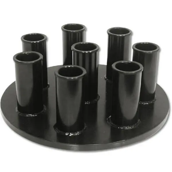 Vertical 8-Bar Olympic Barbell Holder, Space-Saving Storage Rack with Protective Nylon Sleeves for Fitness Weight Training, Weight: 35 lbs, Powder Coated Finish, Steel, Bar Protection, Compact Hold, Unisex, Functional