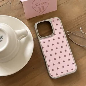 Silver Color Film Powder Star Protective Phone Case Casing for Apple iPhone 17 Pro Max, 16 Pro Max, 15 Pro Max, 14 Pro, 13 Pro, Fashion Women's Case Accessories Cover