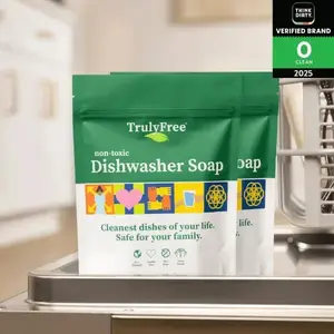 Truly Free Automatic Dishwasher Detergent Powder - Concentrated Dishwashing Detergent, Dish Soap, Hard Water Stain Remover, Kitchen Cleaning Supplies, No Harmful Ingredients - 12.5 oz (Pack of 2) Household Safe For Your Family
