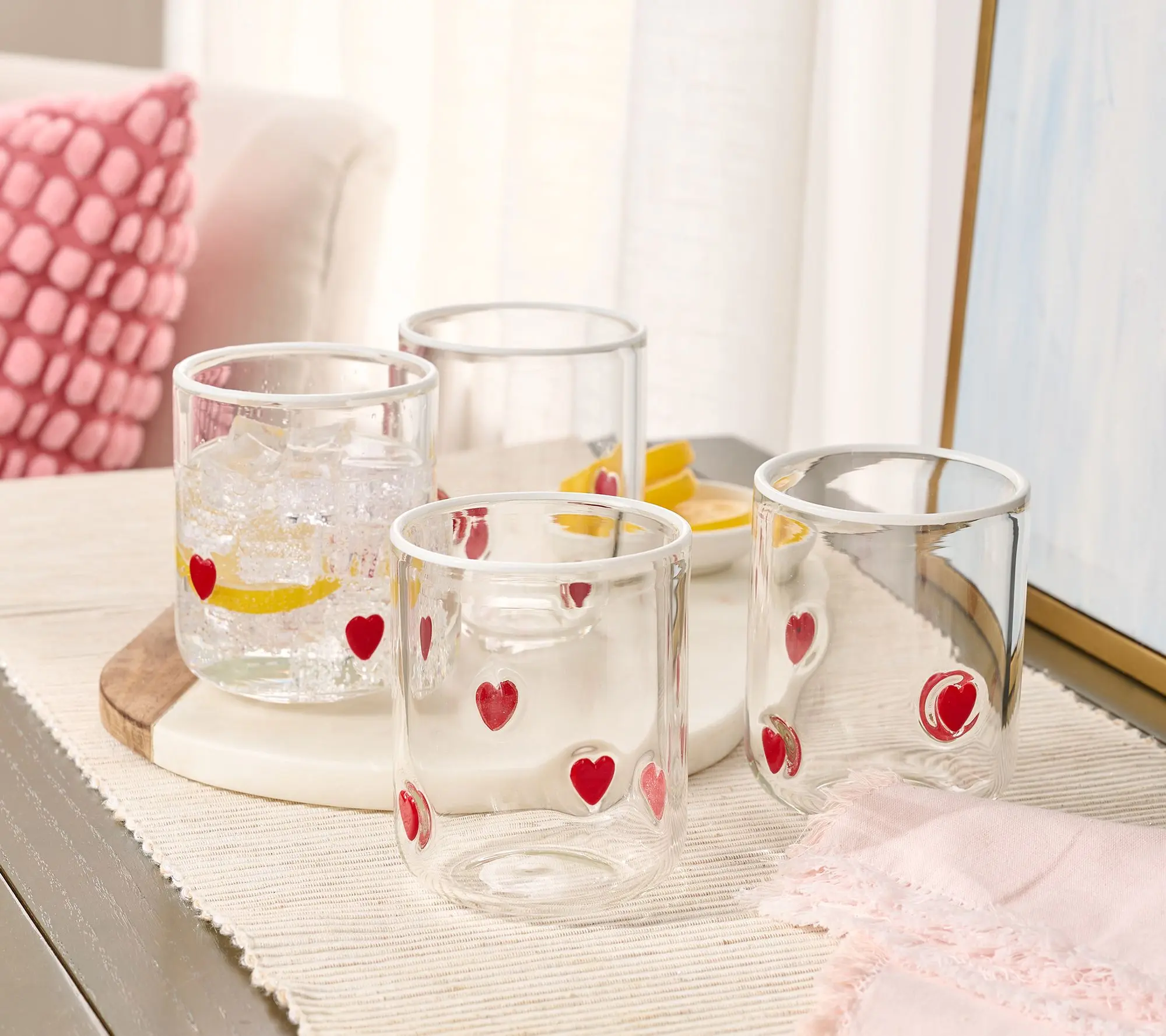Home Reflections Set of 4 Heart Icon Glasses Home Reflections Set of 4 Heart Icon Glasses