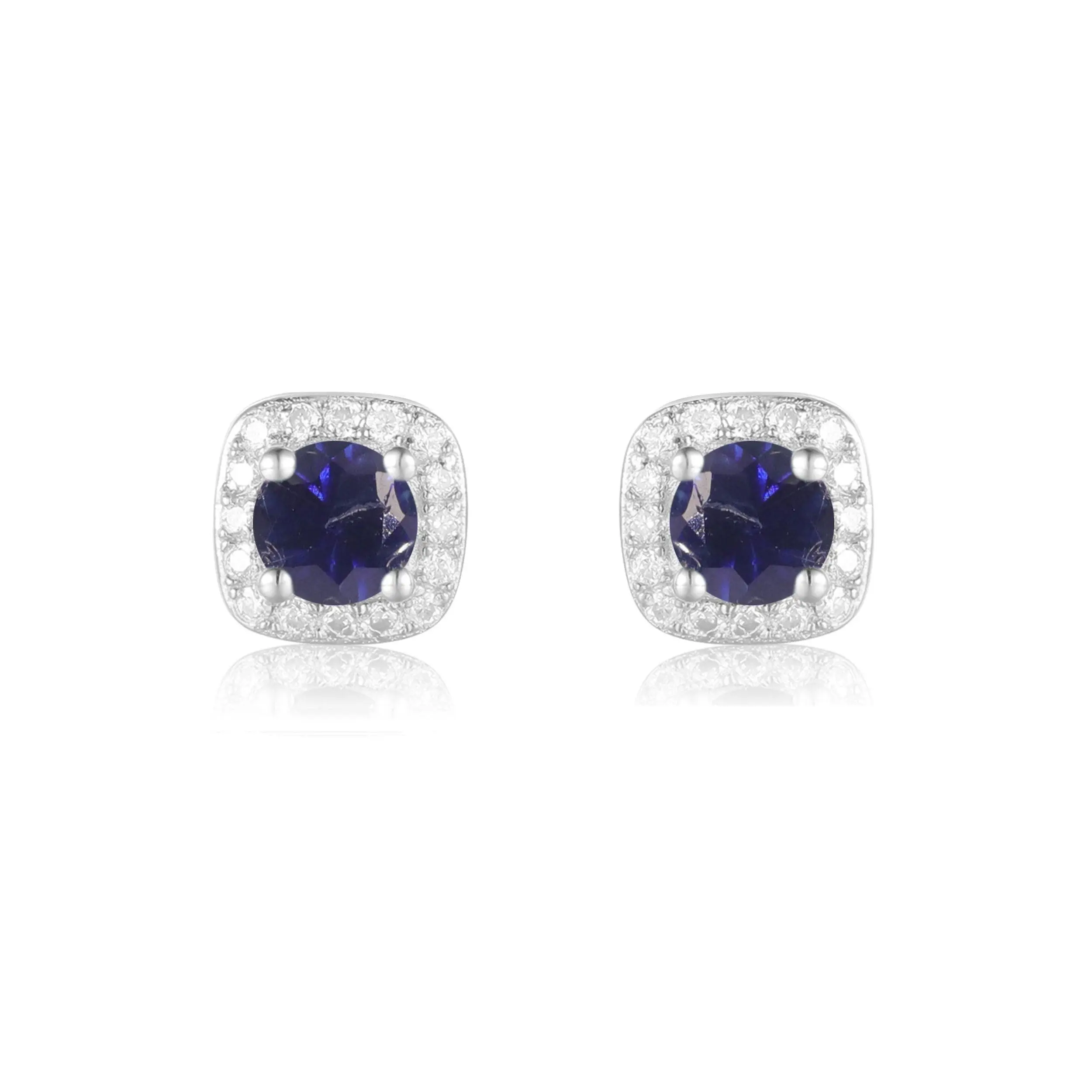 Small Sapphire Halo Stud Earrings