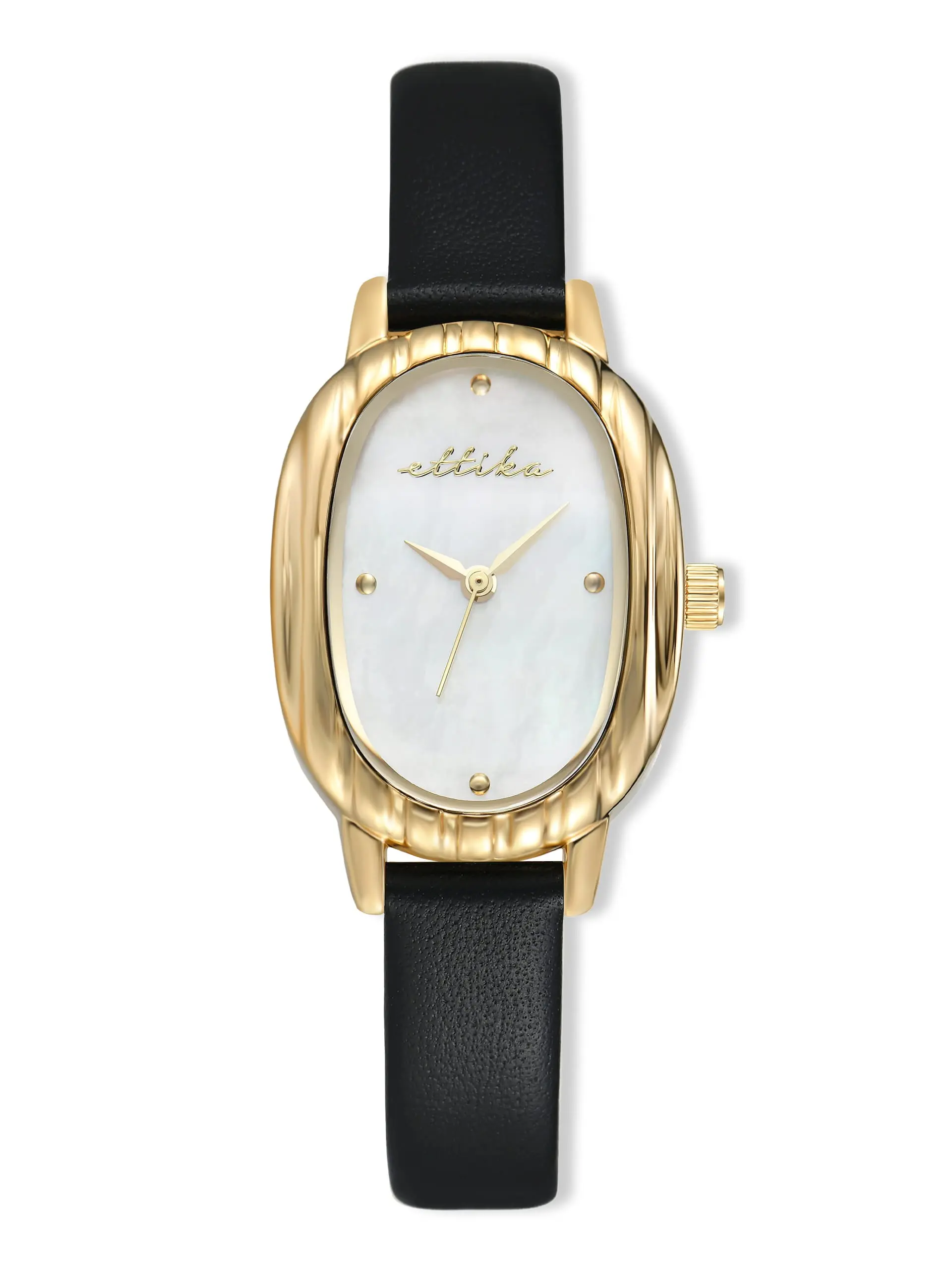 Timeless Texture Black Leather Watch