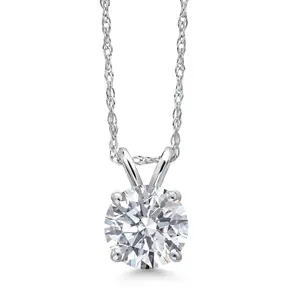 Gem Stone King 0.75 to 5.00 Cttw 14K Gold IGI Certified Lab Grown Diamond Pendant Necklace For Women | Round Cut | D-E Color | VS1-VS2 Clarity | With 18 Inch Gold Chain