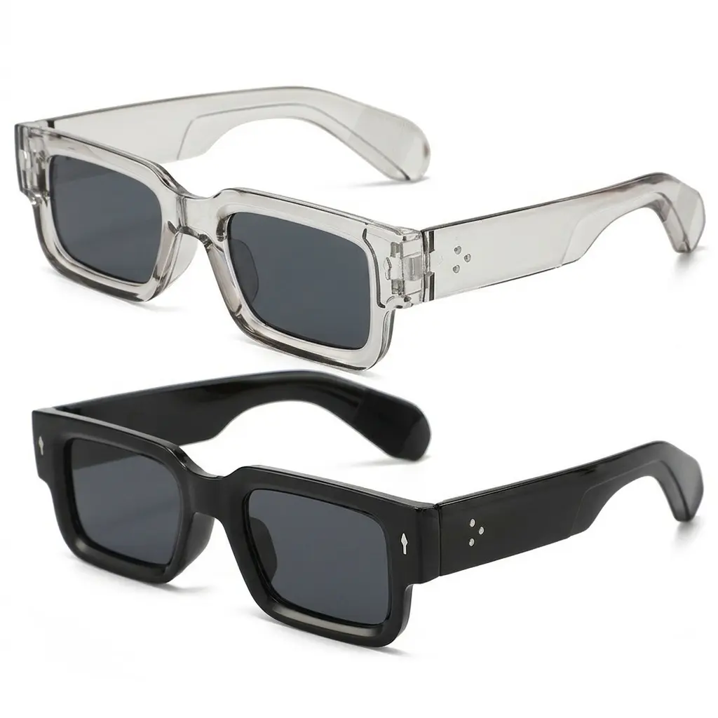 2PCS Vintage Retro Square Sunglasses for Women, Thick-Frame Anti-Glare Shades Ideal for Party, Beach Use